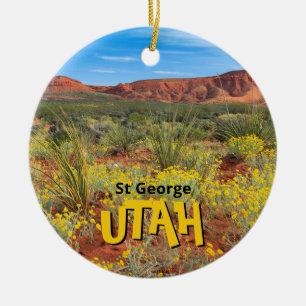 St George Utah Desert Wildblommor Julgransprydnad Keramik