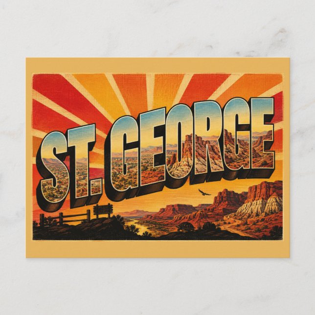 St. George Utah Red Cliffs Desert Art Vykort (Framsida)