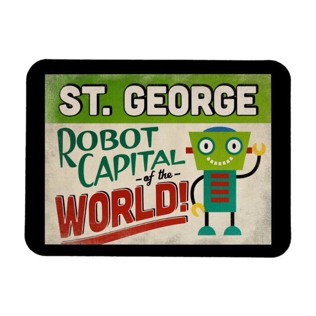 St. George Utah Robot - Funny Vintage Magnet (Horisontell)