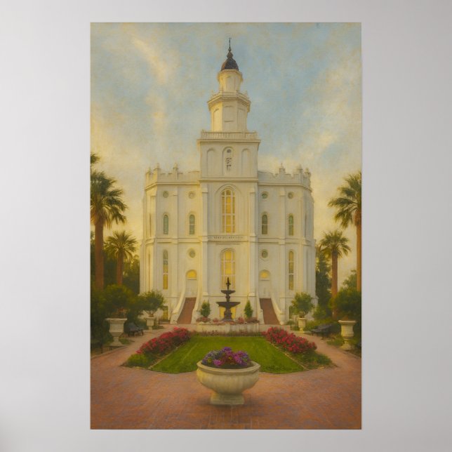 St. George Utah Tempel Målning™ LDS Konst Affisch (Framsidan)