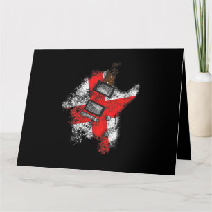 St Georges Day Guitar England Flagga Musician Kort