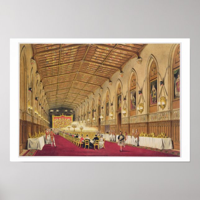 St George's Hall, Windsor Castle, 1838 (färg belys Poster (Framsidan)