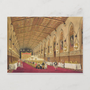St George's Hall, Windsor Castle, 1838 (färg belys Vykort
