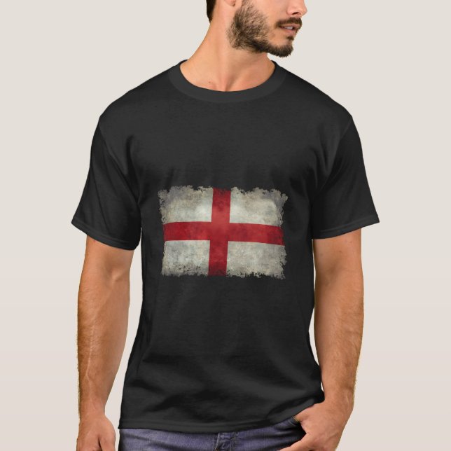 St Georges Kors Flagg England Grungy Version T Shirt (Framsida)