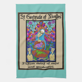 St Gertrude of Nivelles Tea Towel Kökshandduk