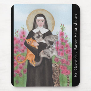 St. Gertrude Patron Saint of Cats Watercolor Musmatta