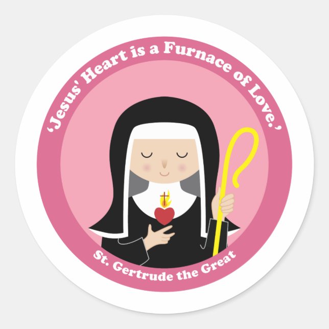 St. Gertrude Underbaren Runt Klistermärke (Framsida)