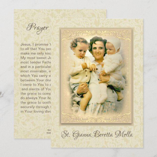 St. Gianna Beretta Molla Catholique Mor Prayer Inbjudningar (Fram/baksida)