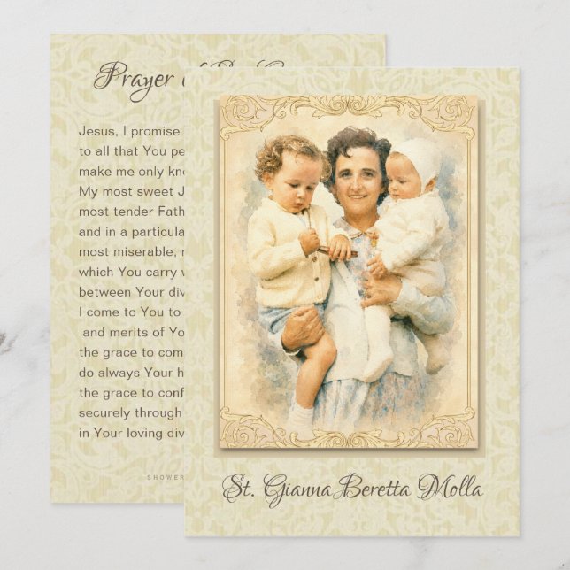 St. Gianna Beretta Molla katolsk modersbön Inbjudningar (Fram/baksida)