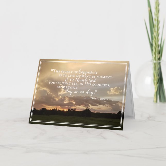 St. Gianna Happiness Quote Sunset Photo Art Helgkort (Framsida)