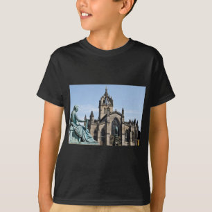 St Giles domkyrka och David Hume staty T-shirt