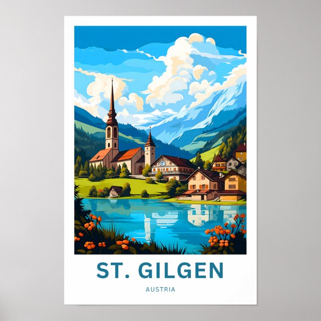 St Gilgen Austria Travel Print Poster (Framsidan)