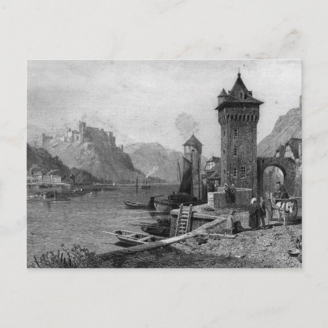 St. Goar, graverat av J. Outhwaite Vykort (Framsida)