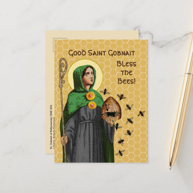 St. Gobnait of Ballyvourney (SAE 003) Postcard Vykort (Fram/Back In Situ)