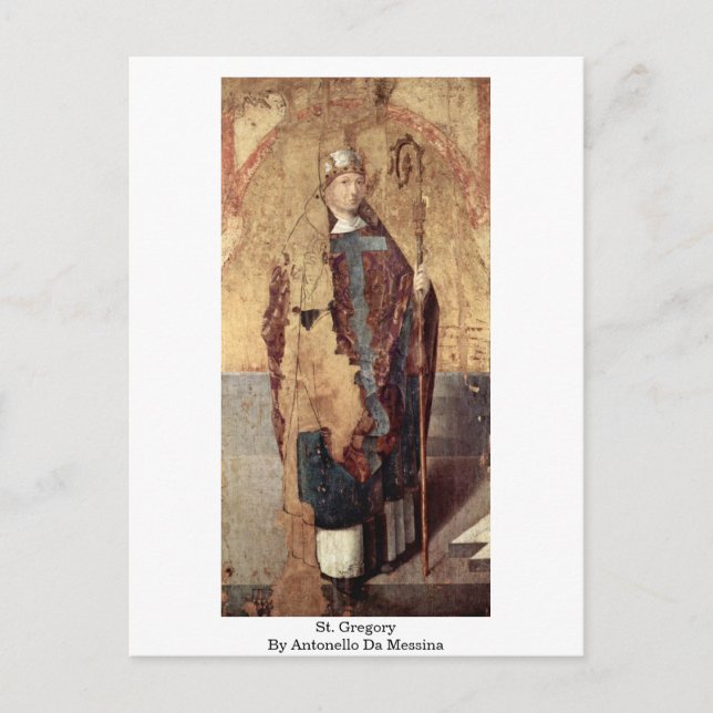 St. Gregory by Antonello Da Messina Vykort (Framsida)