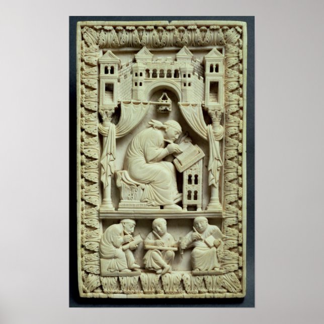 St. Gregory skriver med skript nedanför Poster (Framsidan)