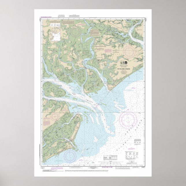 St Helena Ljud Nautical Chart 11517 Poster (Framsidan)
