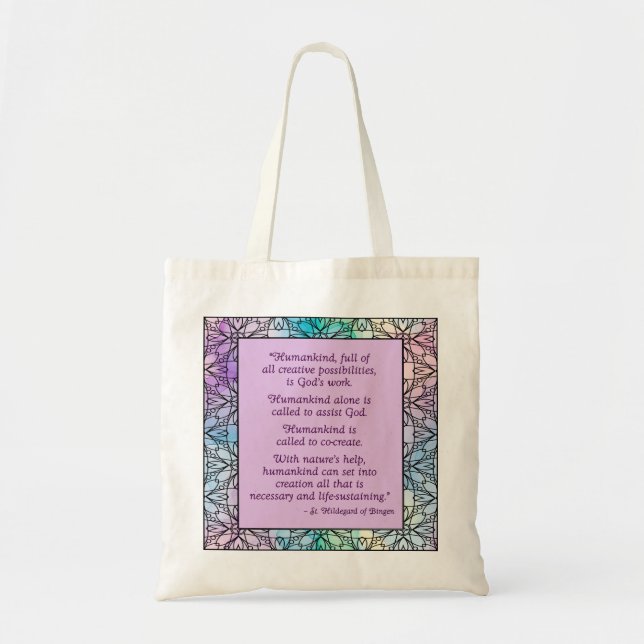 St. Hildegard of Bingen Quote Tote Bag Tygkasse (Framsidan)