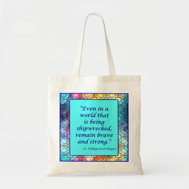 St Hildegard of Bingen Quote Tote Bag Tygkasse (Framsidan)