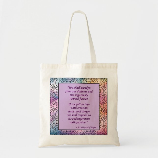 St. Hildegard of Bingen Quote Tote Bag Tygkasse (Framsidan)