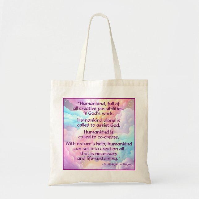 St. Hildegard of Bingen Quote Tote Bag Tygkasse (Framsidan)