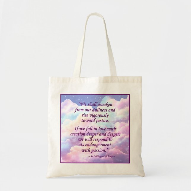 St. Hildegard of Bingen Quote Tote Bag Tygkasse (Framsidan)