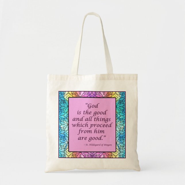 St. Hildegard of Bingen Quote Tote Bag Tygkasse (Framsidan)