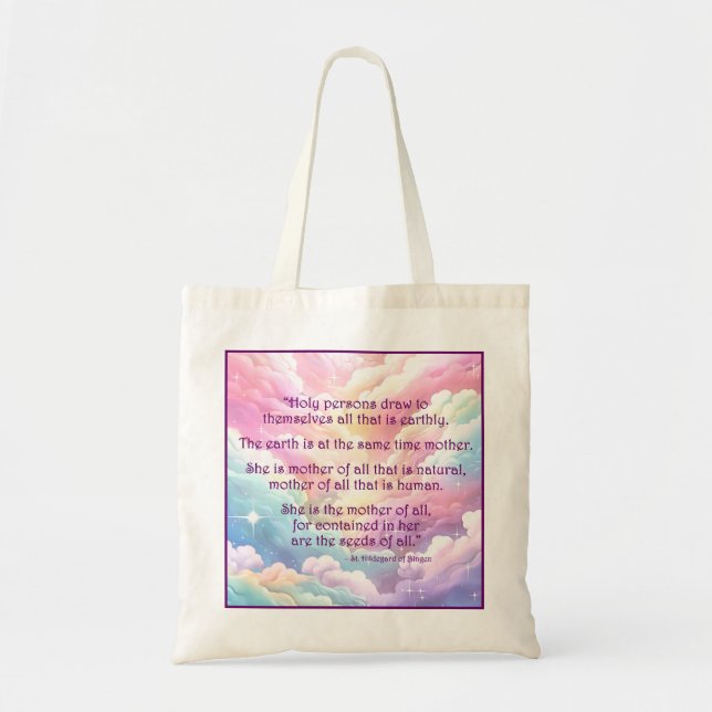 St. Hildegard of Bingen Quote Tote Bag Tygkasse (Framsidan)