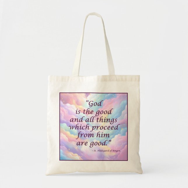 St. Hildegard of Bingen Quote Tote Bag Tygkasse (Framsidan)