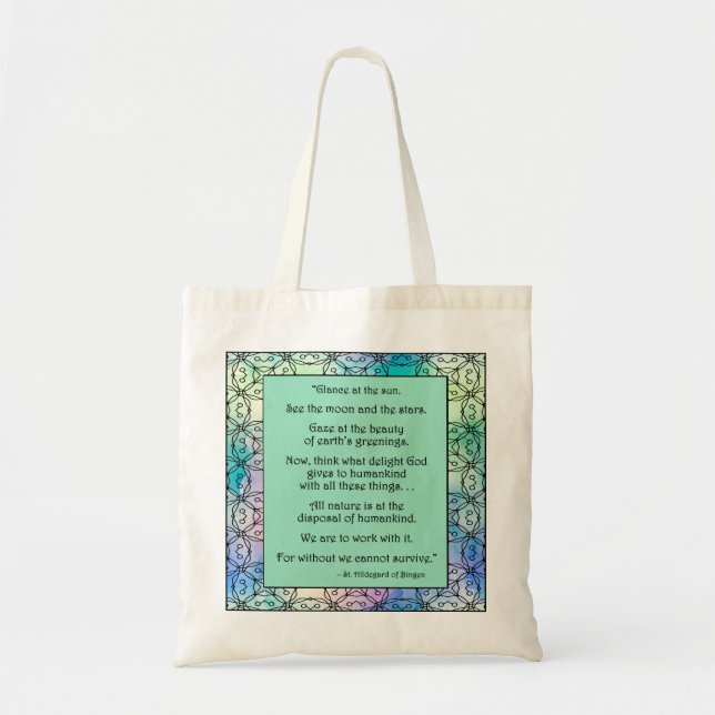 St. Hildegard of Bingen Quote Tote Bag Tygkasse (Framsidan)