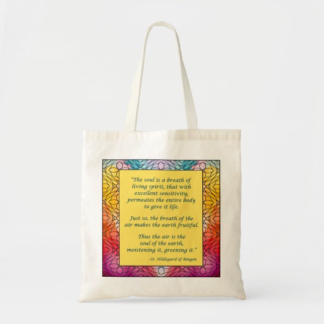 St. Hildegard of Bingen Quote Tote Bag Tygkasse (Framsidan)