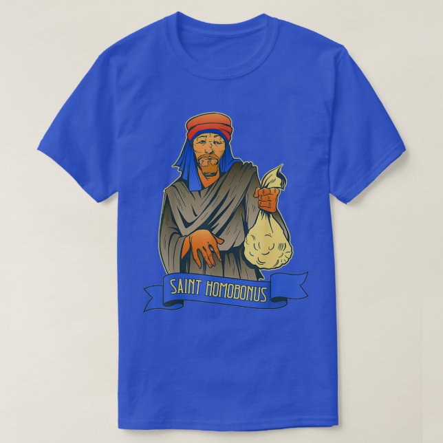 St Homobonus Patron Saint of Business People Tailo T Shirt (Design framsida)