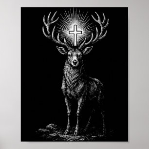 St. Hubert Hubertus skyddspatron för jägare hjort Poster