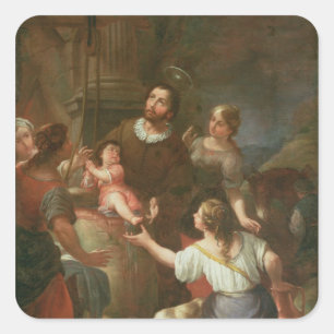 St. Isidore och Miracle vid brunnen Fyrkantigt Klistermärke
