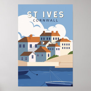 St Ives Cornwall England Retro Resemålning Konst V Poster