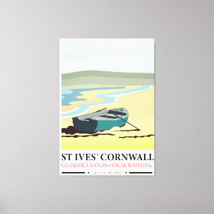 St Ives Cornwall nautisk reseaffisch. Canvastryck
