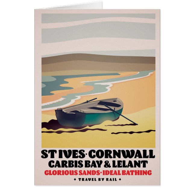 St Ives Cornwall Resemålning Affisch Hälsningskort (Framsidan)