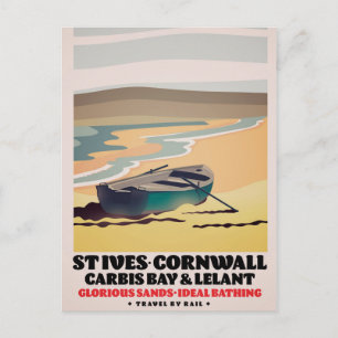 St Ives Cornwall Travel Poster Vykort