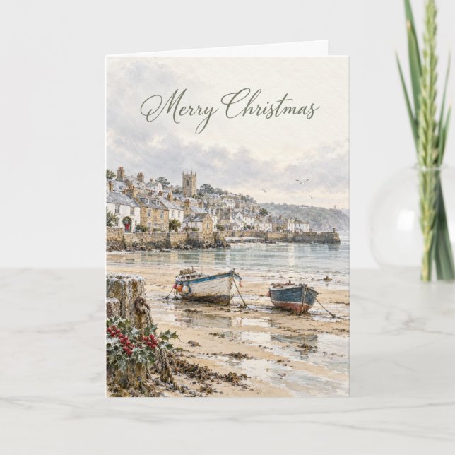 St Ives Harbour Jul akvarell Helgkort (Framsida)