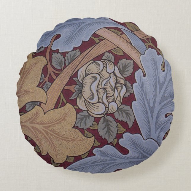 St. James Acanthus bladmotiv av William Morris Rund Kudde (Framsidan)