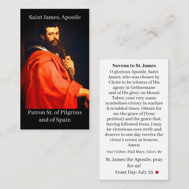 St. James Apostle Novena Prayer Card (Fram/baksida)