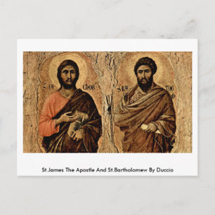St.James Apostle och St.Bartholomew av Duccio Vykort