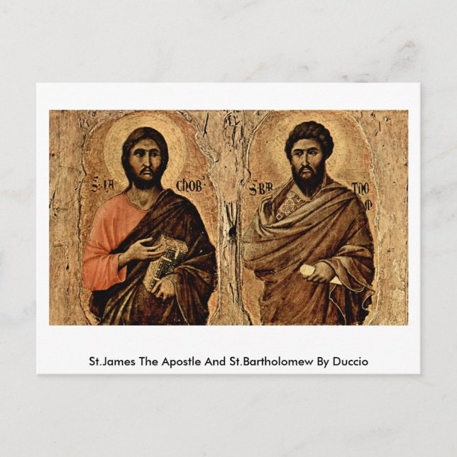 St.James Apostle och St.Bartholomew av Duccio Vykort (Framsida)