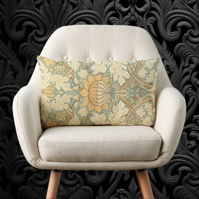 St. James av William Morris, Acanthus Lövs Lumbarkudde (St. James by William Morris, Textile Pattern Lumbar Pillow)