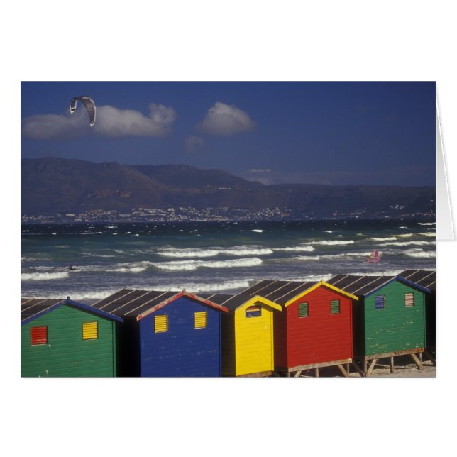 St. James Bay Bathing Boxes, nära Capetown. Hälsningskort (Framsidan Horizontal)