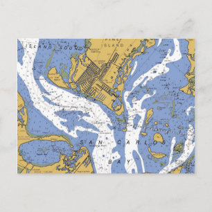 St. James City, Florida Nautical Chart Postcard Vykort