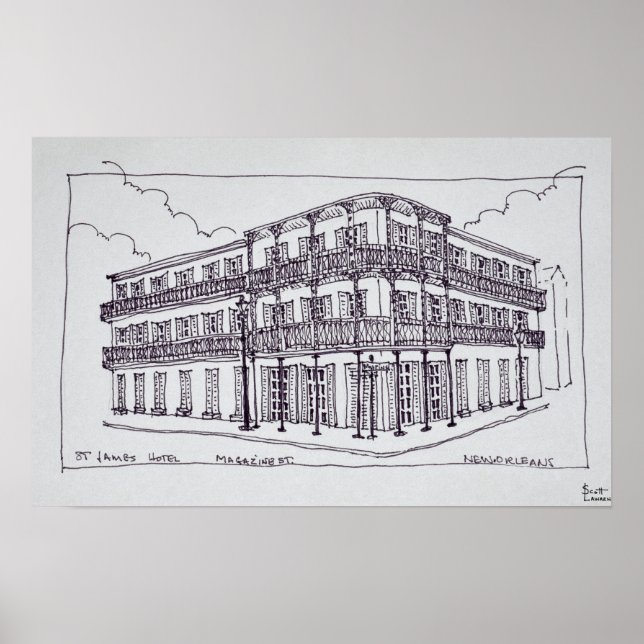 St. James Hotel | Franska kvarteret, New Orleans Poster (Framsidan)