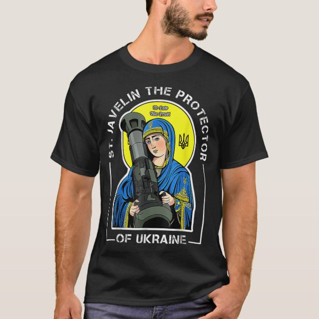 St Javelin The Protector of Ukraina T Shirt (Framsida)