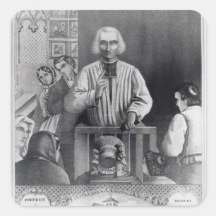 St. Jean-Marie Vianney preaching, 1800-talet Fyrkantigt Klistermärke