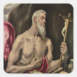 St. Jerome Fyrkantigt Klistermärke